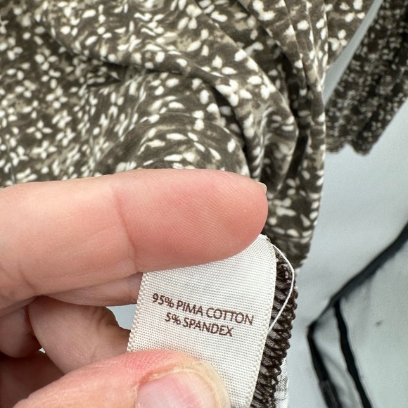 PURE JILL abstract brown-white long sleeve cotton blend coastal grandma tunic XL - Picture 7 of 12